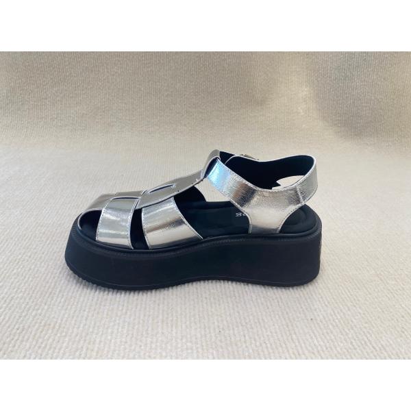 Velvet Upper Silver Flatform Sandals Thick Soled Platform Sport Sandals