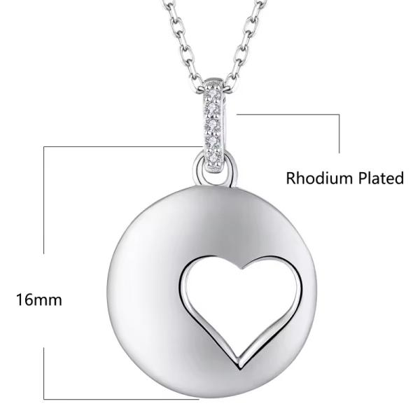YASVITTI Romantic 925 Sterling Silver Necklace Rhodium Plated Coin Hollow Love Heart Pendant Necklace for Valentine's Da