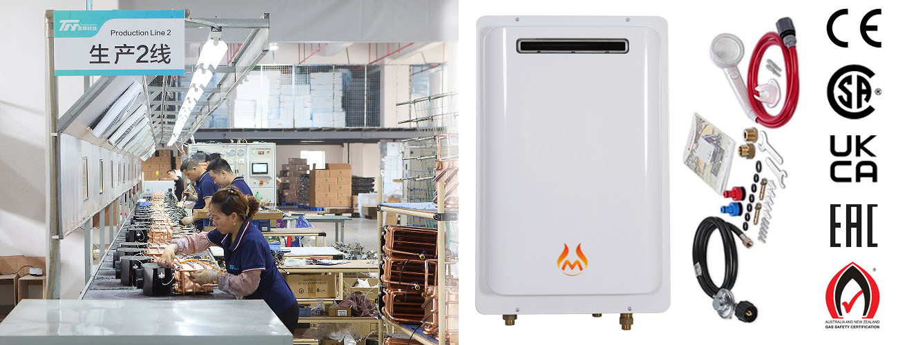 40KW Outdoor Instant Gas Water Heater Waterproof Stable Hot Water Supply