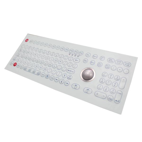 107 Keys White Industrial Membrane Keyboard Optical 800 DPI Trackball