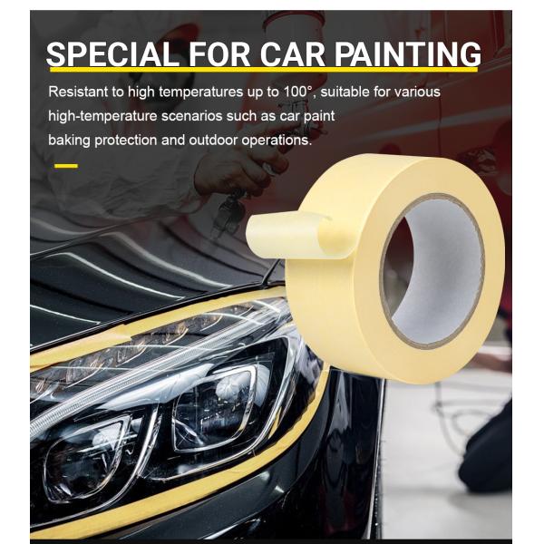 100 Degree Yellow Paper Furniture Painting High Temperature Masking Automotive Tape