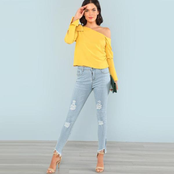 Несимметричная блузка рукава для женщин