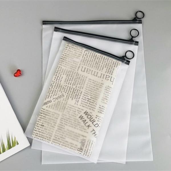 Custom Personalized Printed Logo Eve Slider Matte Frosted Zip Lock Clothing Packaging Plastic Bags With Black Zipper