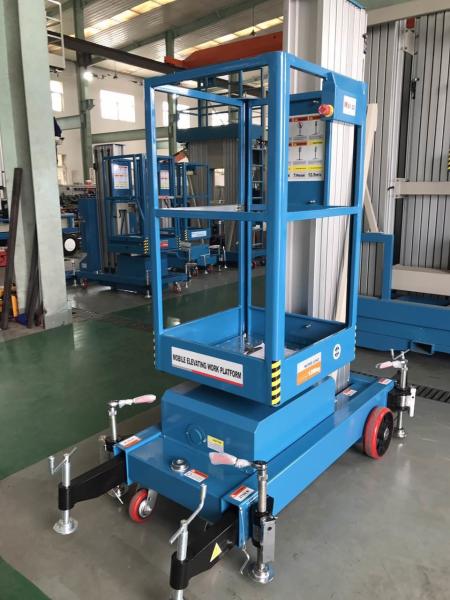 Single Mast Lift With 630 * 650mm Platform , Aluminium Alloy Hydraulic Cargo Lift