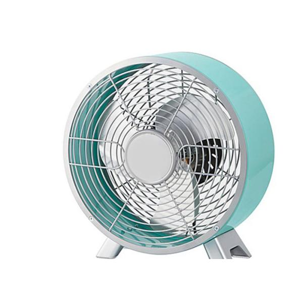 Blue Decorative Retro Portable Fan 4 Pcs Iron Blades 60W 60Hz Full Copper Motor