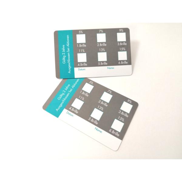 Персонализированные визитные карточки ПВК с записью зоны для лотереи/магазина