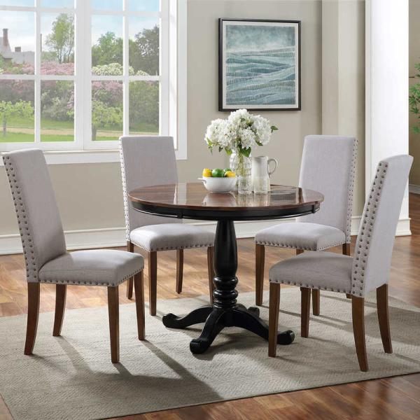 Wood Legs 17.72 L Grey Dining Chairs Set Of 2 / Fabric Dining Room Chairs 27.56lbs