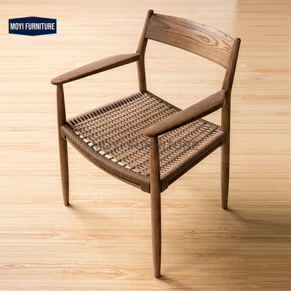 MOYI Ash rattan chair dining mid century antique rattan dining chair