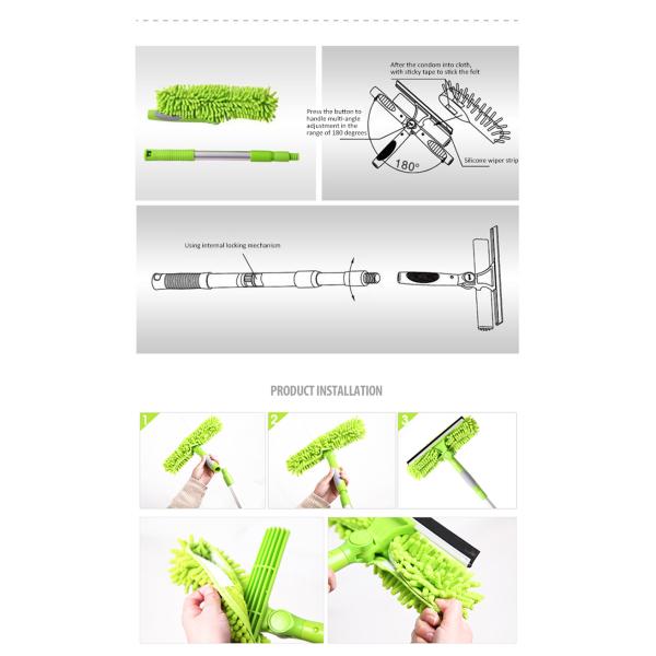 Домоустройство алюминиевого мойщика окон щетки стеклянной чистки ротатабельное телескопичное