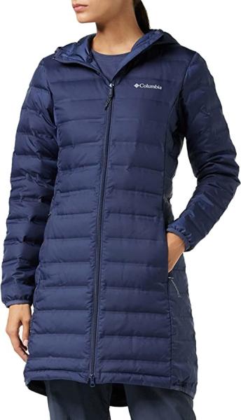 Navy Blue Columbia Lake 22 Down Long Hooded Jacket Autumn Winter