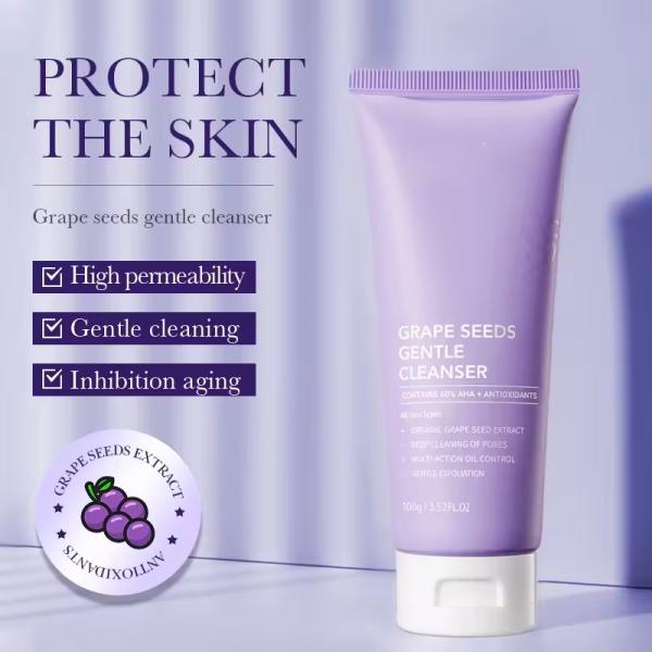 Produto de limpeza facial de limpeza de raízes de uvas