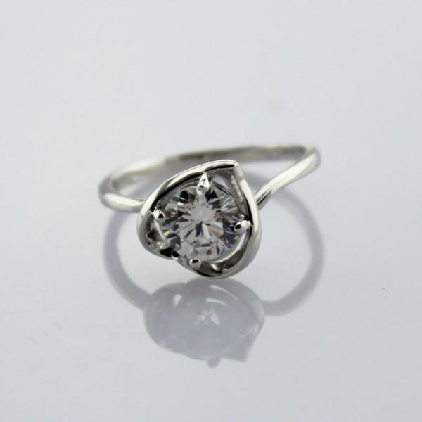 Jewelry 925 Silver Engagement Ring with 6mm Heart Shape CZ Diamonds Ring(F17)