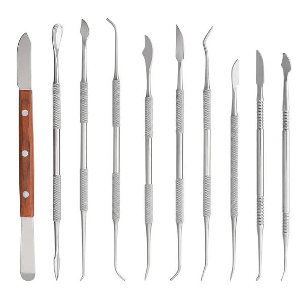 Double-Ended Dental Sculpture Knife Stainless Steel 10pcs/ Set Dental Wax Carving Tools