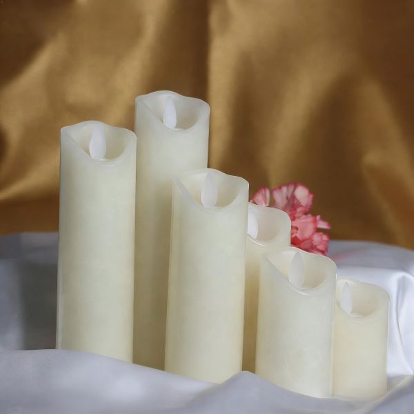Wholesale Candles Battery Operated Candles Real Wax Pillar LED Candles with 10-Key Remote and Cycling 24 Hours Timer (Ivory 4 5 6 7 8 9)