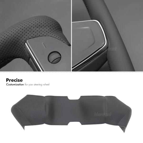 Custom Hand Stitching Black Leather Steering Wheel Cover for Tesla Model S X 2021 2022 2023