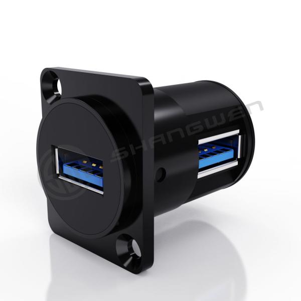 90 Degree Black Shell Audio Video Connectors 9 Pin Shielded RJ45 Female Straight XLR Socket for Data Cable & USB Connector