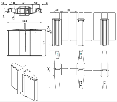 Stainless Steel Security Access Control Turnstile Automatic Sliding Barrier Gate