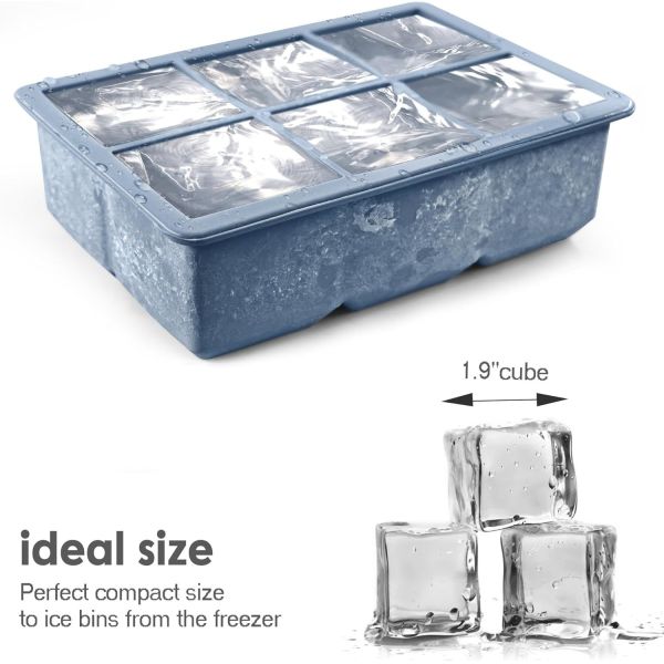 Silicone Ice Cube Trays,Large Size Silicone Ice Cube Molds with Leak Proof Removable Lid Square Ice Cube Tray And BPA Free for Cocktail,Whiskey, Stackable Flexible Ice