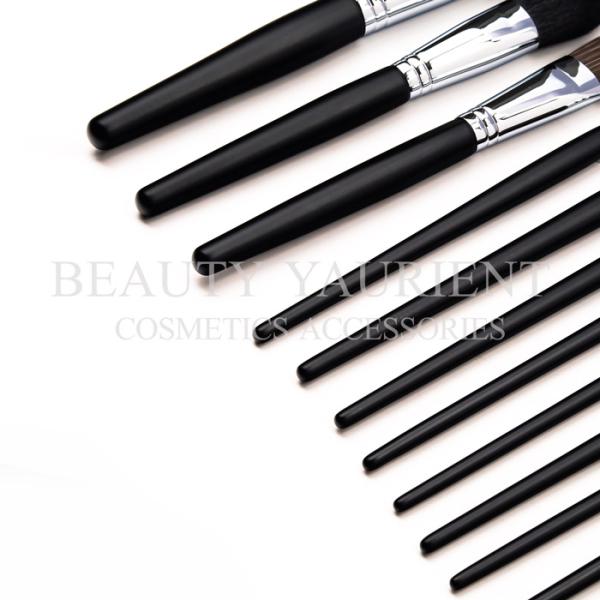 SA8000 Certified Durable Black Face Makeup Brush Set For Face Lip Eyes