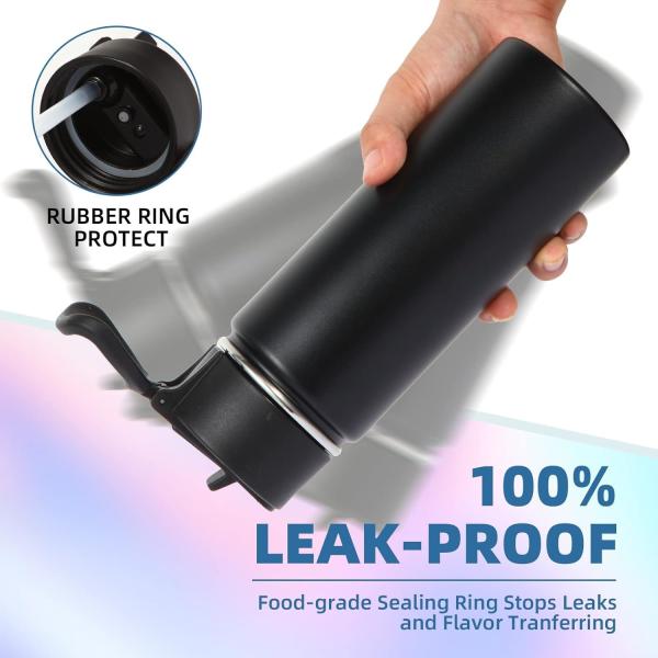 Volhoply 18oz Stainless Steel Insulated Water Bottle Wide Mouth