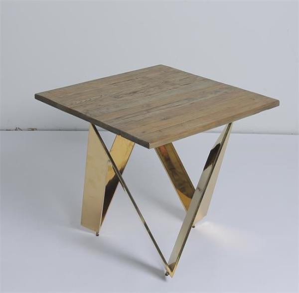 60x60x60cm Living Room Coffee Table X Shaped With Brass Leg