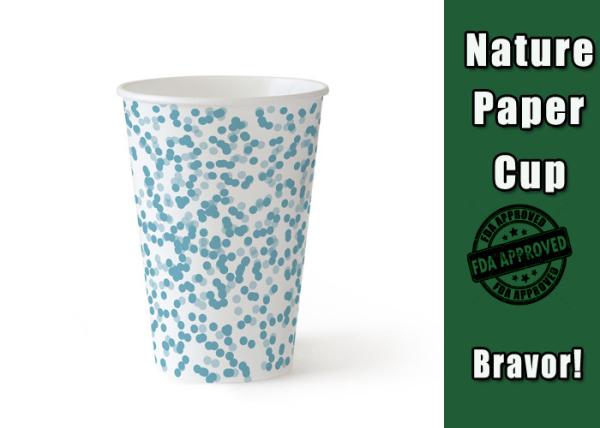 Beautuful Wedding Blue Paper Cups Edge Hardness For Drinking Tea / Coffee