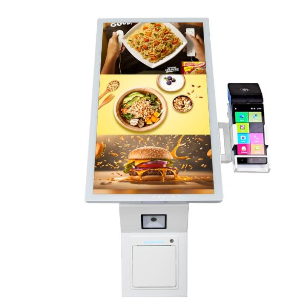 Borne de paiement libre-service murale pour restaurant avec écran tactile 21,5 Android 11.0 - Tout-en-un avec imprimante thermique et lecteur QR