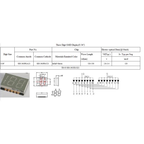 Светодиод SMD 3-значный общий анод 7-сегментный дисплей многофункциональный