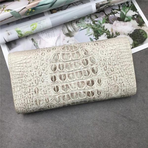 Authentic Exotic Crocodile Skin Women Long White Wallet Female Large Card Holders Genuine Alligator Leather Lady Clutch