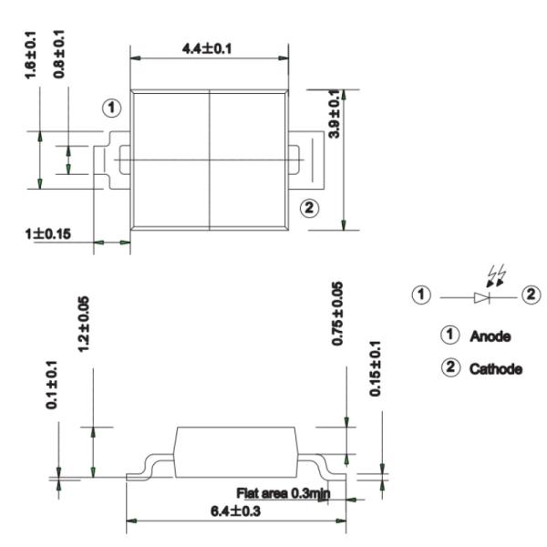 4.4x3.9x1.2mm 430-1100nm Flat Shape Infrared IR SMD LED Receiver