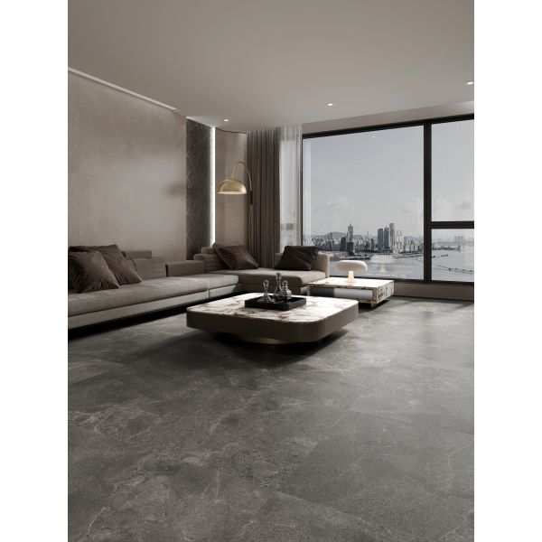 Stylish Grey Coffee Living Room Floor Tiles Moisture Proof Customization