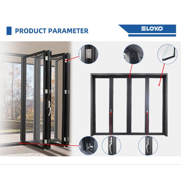 Thermal Break  Impact proof Soundproof Commercial  Accordion Folding Aluminum Doors Double Glazed BiFolding Door