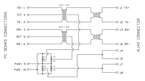 AC моста выпрямителя тока разъема LPJ0009GDNL 11A053-5722-00 POE RJ45 к DC