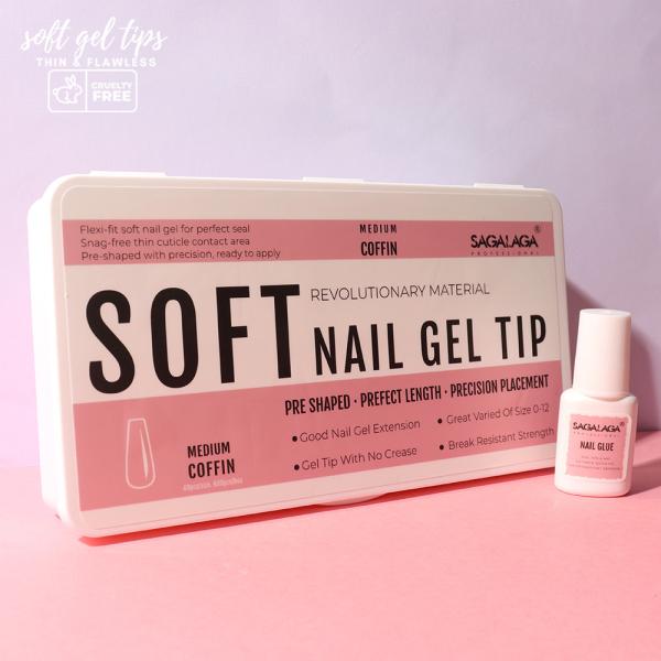 DIY Nail Art Almond Xxxl Clear Long French Tip Nails Soft Gel X Fake Artificial Nail Tips Press on Nature Gel Full Cover