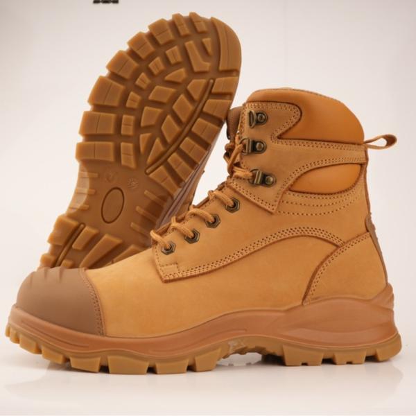 OEM Wheat PU+TPU Wok Shoes Nucuck Safety Boots Steel Toe Steel Midsole Safety Shoes Martin Work Boots