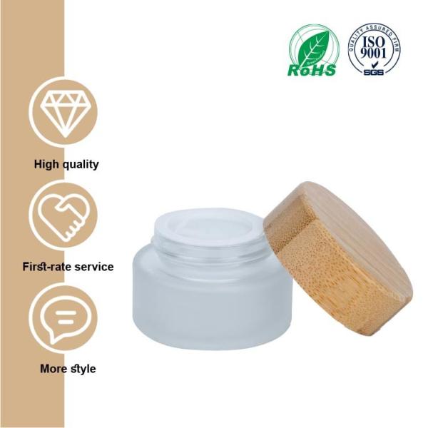 50g 61.3mm Cosmetic Bamboo Bottle Cosmetic Glass Jar Sustainable Packaging