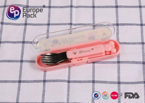 Customized Cartoon Printing Children Cutlery Sets With Spoon / Fork / Box