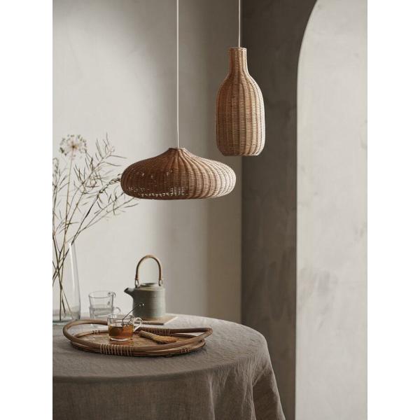 Lumière à pendentif en tissu de rotin brun