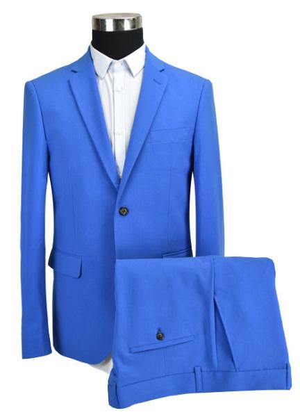 Adults Slim Fit Tailored Suits Men'S Blue Business Pure Color OEM Service