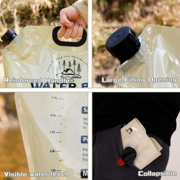 Collapsible Water Storage Carrier - 1.9 Gallon Portable Container with Spigot, Camping Water Bag for Outdoors Hiking