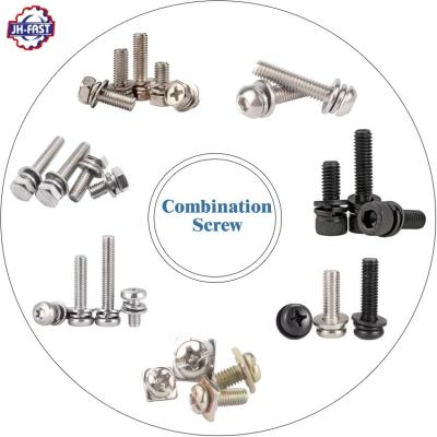 Pan Head Dacromet Black Oxide Three Triple Combination Bolt Screw Assembly