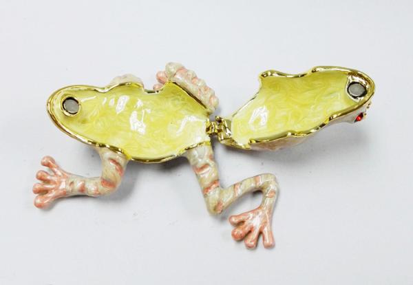 Frog shape bejeweled box for wedding metal trinket box treasure box metal jewelry box