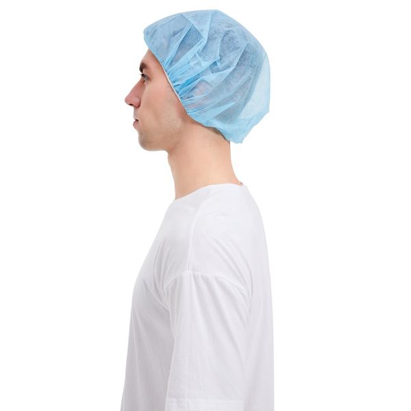 SMS Excellent Disposable Bouffant Cap Hubei Haixin Head Care Doctor Headgear Flexible Rubber Band Blue Non Woven Caps Wholesale