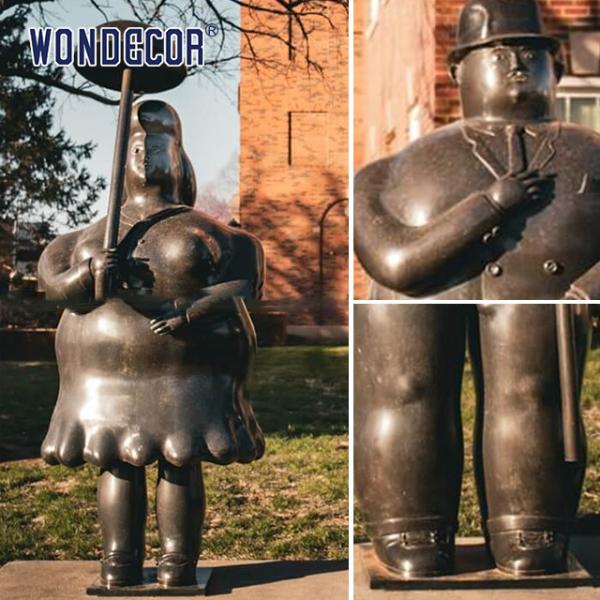 Casting Metal Art Fat Bronze Couple Sculpture Outdoor