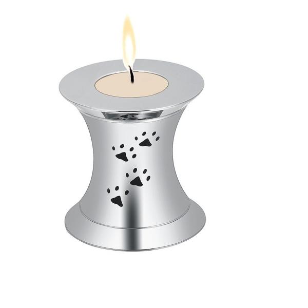 Pet Ashes Memorial Candle Keepsake Casket Urn with Dog Paw Print and Locket Decoration