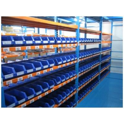 Blue Warehouse Plastic Bin Storage Rack with Heavy-Duty Steel Frame