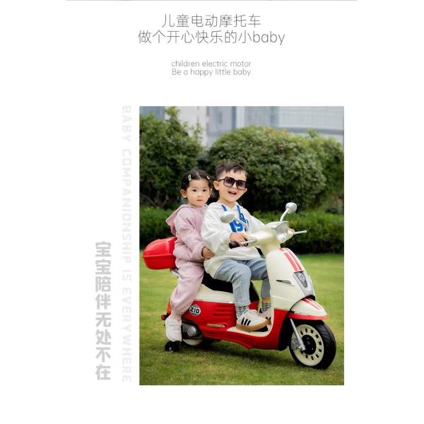 Двухместный 6В электрический мотоцикл для детей Мотоцикл 6-12 км/ч