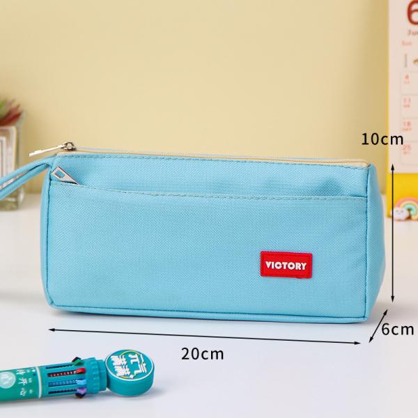 Creative Large Capacity Pencil Case in Colorful Solid Canvas for School Supplies