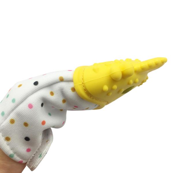 amazon best seller top selling eco-friendly high quality baby teeth toys silicone teether teething mitten finger brush