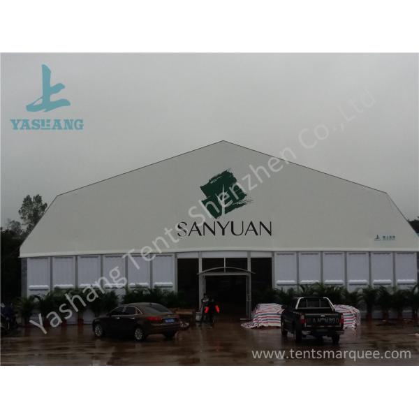Double Pitch High Pressed Aluminum Framed Tent Solid ABS Wall Clear Glass Door 20M X 40M